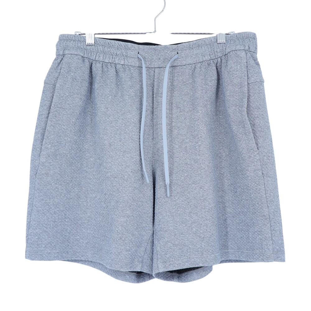 Lululemon Ease Day Shorts Heathered Light Grey Textured Knit Cotton Men's L
